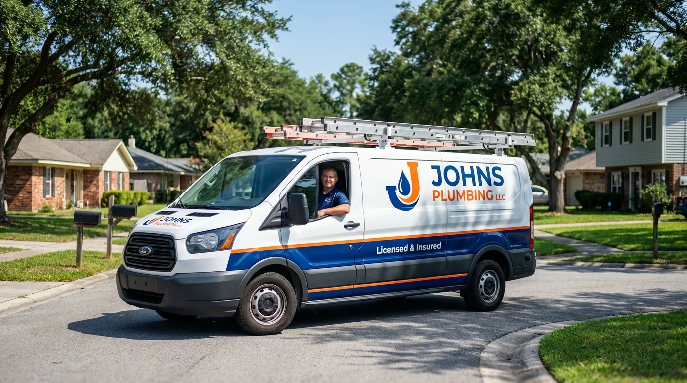 Johns Plumbing LLC service van in Englewood, TN